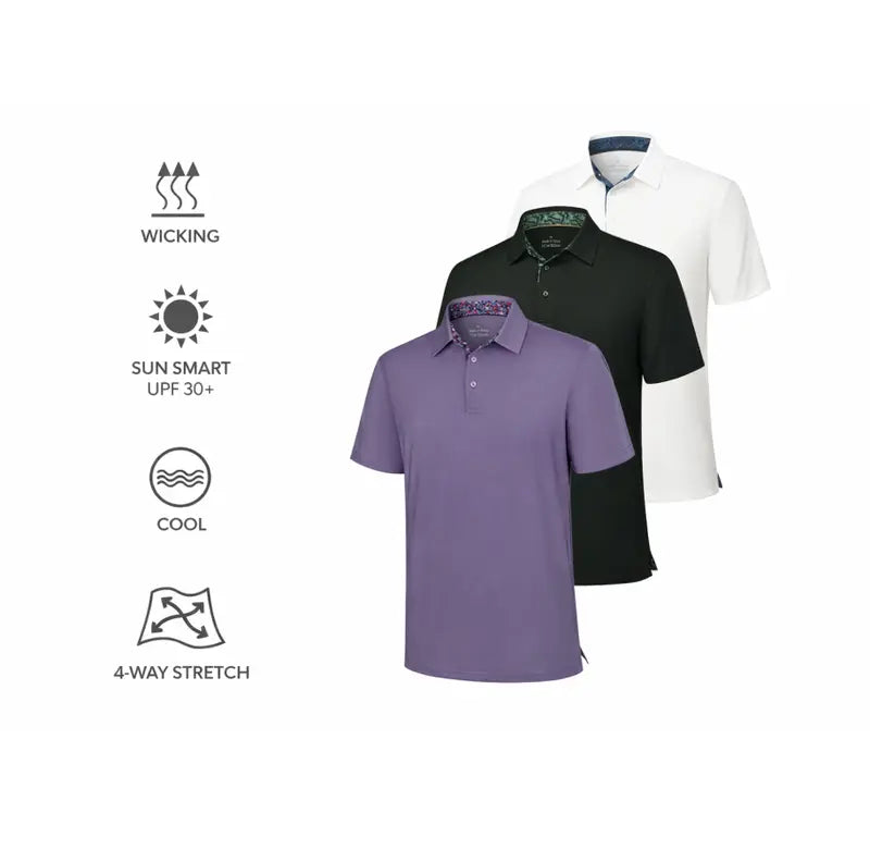 AMZPURE Men's 3-Pack Polo Shirts, Casual Short Sleeve Solid Cotton Menswear Tops, Soft Breathable Comfort Fit for Work and Golf sohochic style