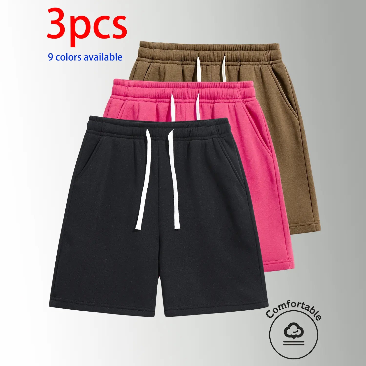Unisex 3-Pack 5-Inch Drawstring Athletic Shorts: Breathable Running & Casual Shorts