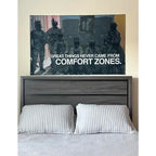 "No Comfort Zones" Motivational Wall Tapestry – Home & Dorm Banner Art Decor