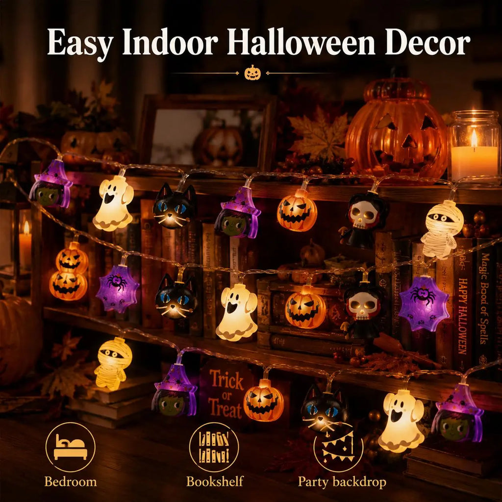 USB-Powered Pumpkin LED String Lights, 59.06–118.11-Inch Halloween & Fall Hanging Garland, Warm Festive Lights for Mantel, Window, Bedroom, Party, Thanksgiving & Home Decor