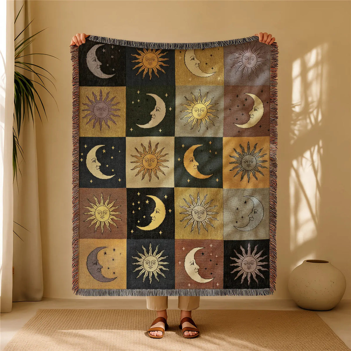 Multi-Function Geometric Tassel Throw Blanket & Sofa Cover