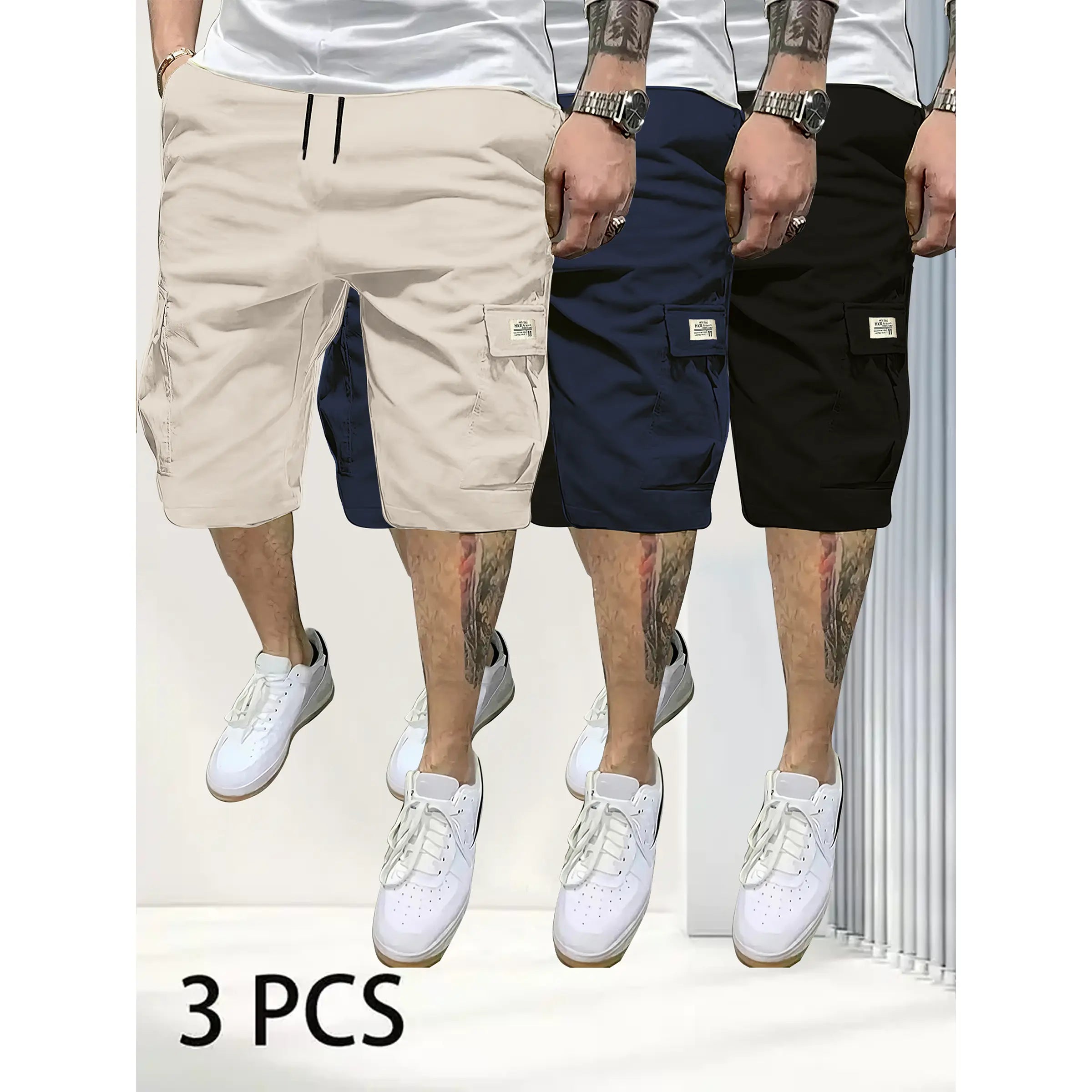 Men's 3-Piece Fitted Casual Shorts Set