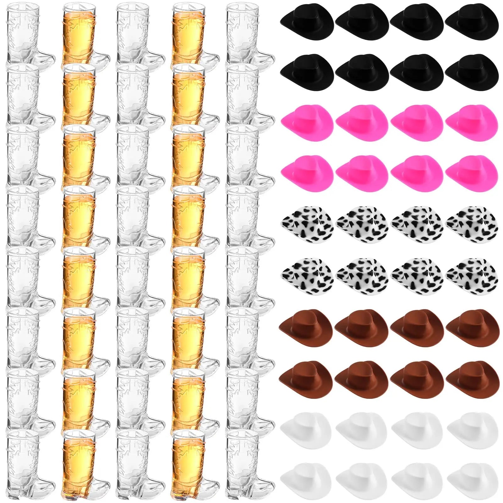20/40 Pcs Mini Cowboy Boot Shaped Shot Glasses Reusable Cowgirl Hat Boot Cups Neon Drinkware Set Tiny Glitter Shots for Disco Cowgirl Birthday Bachelorette Party Graduation Season Rodeo Night Pink Hen’s Favors Mexican Party Centerpieces
