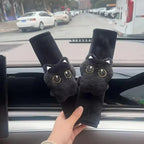 Cute Black Cat Seat Belt Cover, Soft Plush Shoulder Pad Car Accessory