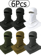 6 Pack Breathable Long-Length Full Face Mask for Men & Women, Sun Protection Quick-Dry Fishing Head Cover, Sweat-Absorbent Sports Balaclava