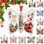 Christmas Cash Gift Ornament - Butterfly Money Holder with Acrylic (5Pcs/1 Set) Clear cash display with transparent holder, a creative Christmas gift idea for holiday tree hanging ornament decor (Peel Off Protective Film for Crystal Clear View)