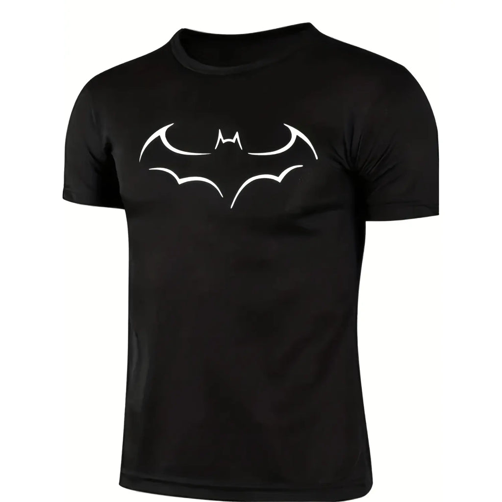 2026 Men's Loose Bat Print Cotton T-Shirt (Black)