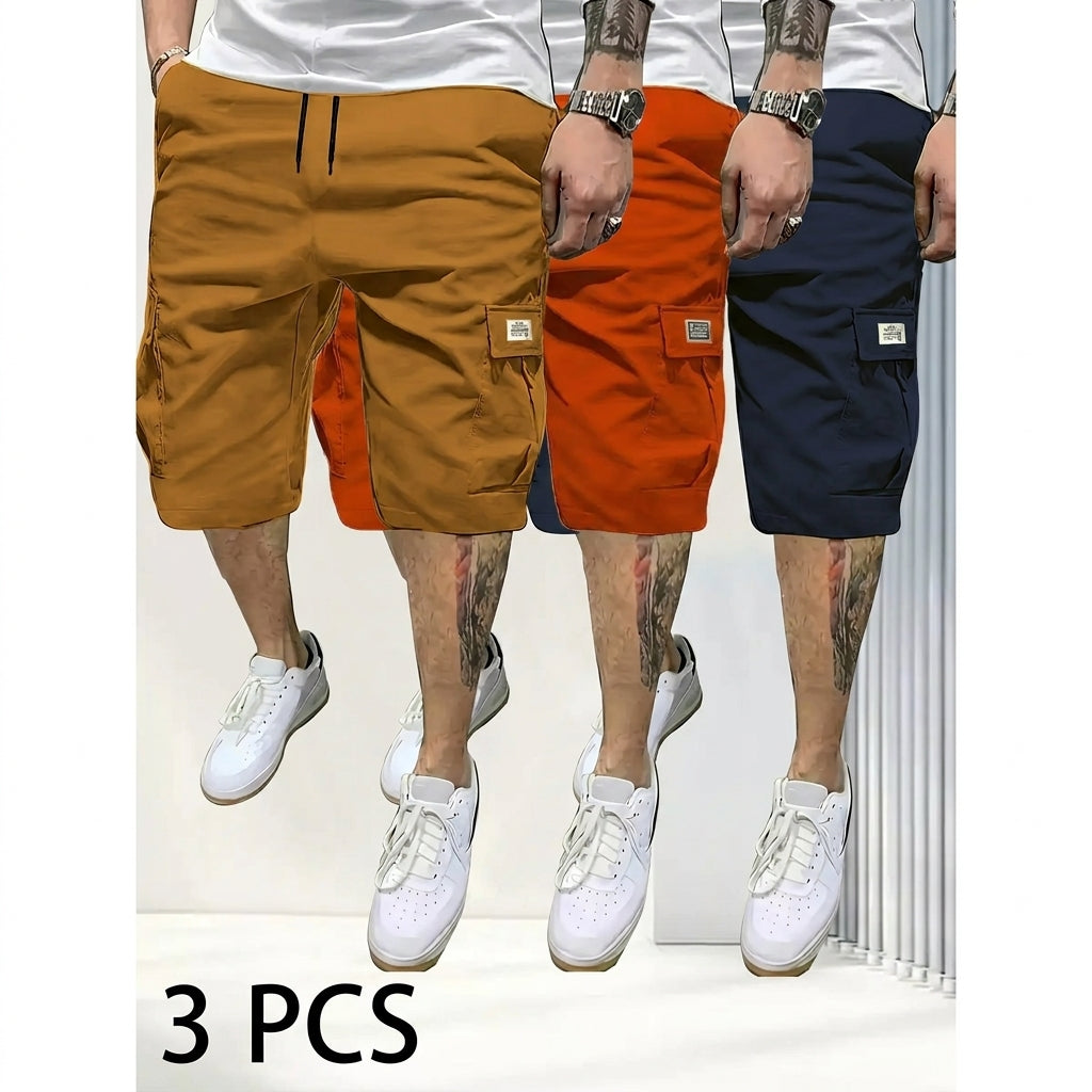 Men's 3-Piece Fitted Casual Shorts Set