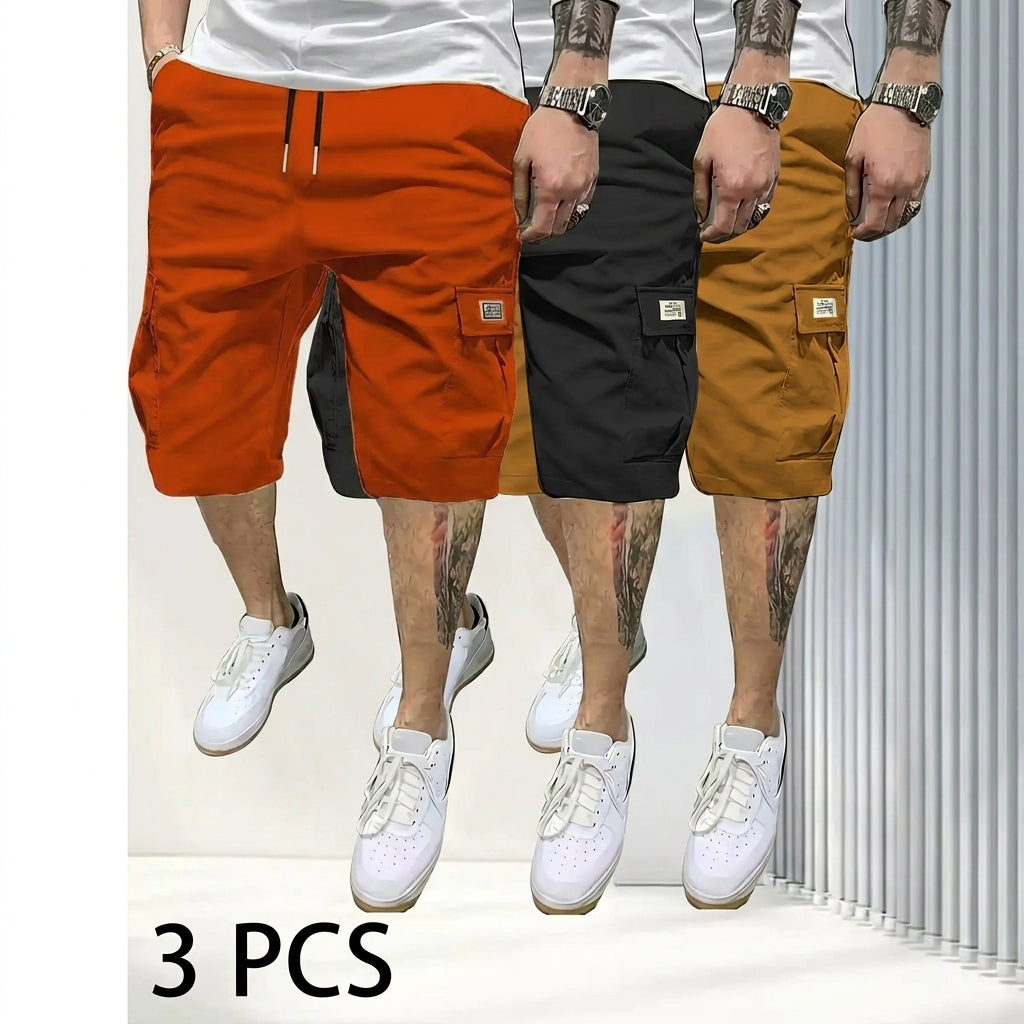 Men's 3-Piece Fitted Casual Shorts Set