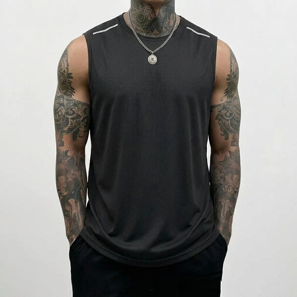 5PCS Men's Sleeveless Sports Tank Tops (Solid Color Gym Shirts)
