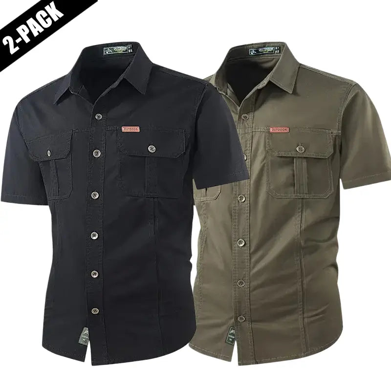 2-pack: summer outdoor casual short-sleeve work shirt with multiple pockets, lightweight design