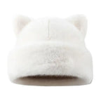 Cute Cat Ear Plush Hat, Fuzzy Leopard Print Winter Beanie, Soft Warm Cuffed Animal Hat for Women and Teens, Daily Wear, Holiday Gift