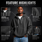 Men's Waffle Knit Half Zip Hoodie with Kangaroo Pocket