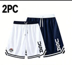Men's 2-Pack Baggy Ice Silk Athletic Shorts, Loose-Fit with USA Letters All Over Print, Elastic Waist, Quick-Dry for Basketball & Gym, Machine Washable Men's Shorts, Fashion Apparel, Baggy Shorts