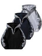 Men's 2-Piece Linen Washed Athletic Set - Stylish Plain Hooded Drawstring Sweatshirt, Loose Breathable Thin Fabric Wide-Leg Pants, Black + White Shortsleeve Casual Summer Menswear Sets, Men's 2 Piece Sets