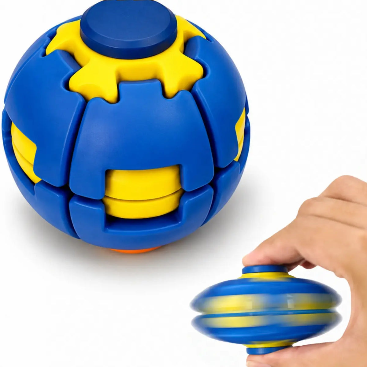 Hotfree Press-to-Spin Transforming Fidget Ball, 3D Printed Fidget Ball Toy, Smooth Spinning Sensory Gyro Toy, Stress Relief Desk Gadget, Anxiety Relief Fidget Spinner, ADHD Focus Aid, Portable Handheld Fidget Gyro Toy for Kids, Teens and Adults