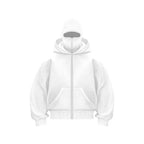 Balaclava Hoodie With Built-In Zip - Black Polyester Long Sleeve Men's Athletic Sweatshirt for Autumn Winter Sports & Casual Wear