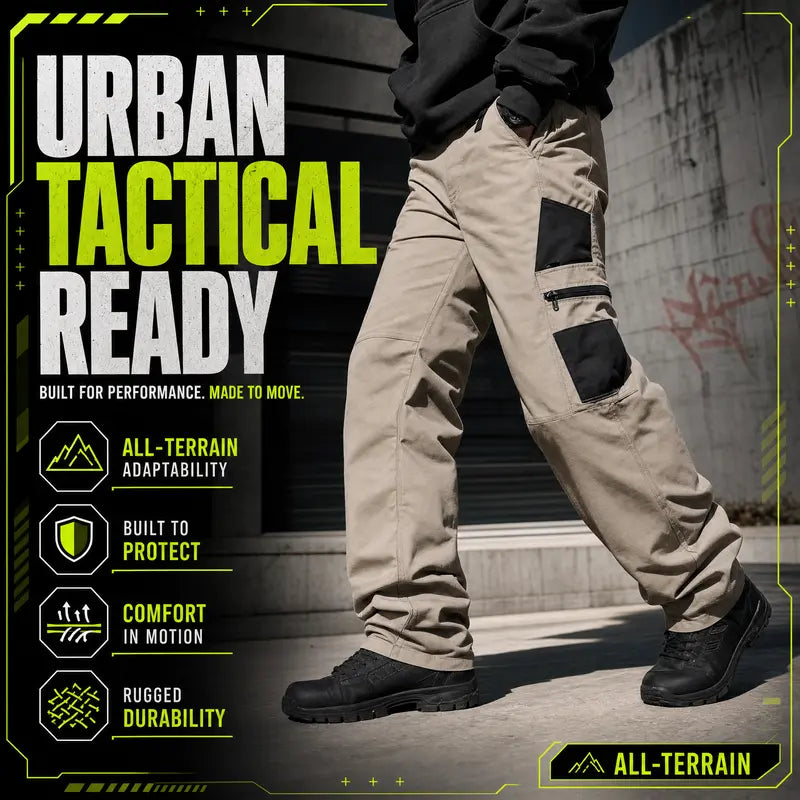 Amoyer Men's Tactical Work Pants With Multiple Pockets - Made Of Durable Fabric, Available in Multiple Colors, Fishing, outdoor activities, work, hiking, camping, 230g/m² new fabric,Versatile For Spring, Autumn, And Summer, Safe Work Pants, Trouser