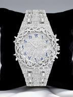 Unisex New Hip-Hop Style Quartz Watch, Fashion Wristwatches, Analog Wristwatch, Quartz Analog Timepiece, Rhinestone Strap & Full Iced-Out Large Dial, Unique Zirconia Design Wrist Watch, Party Gift for Men and Women, Fashionable Party Watch