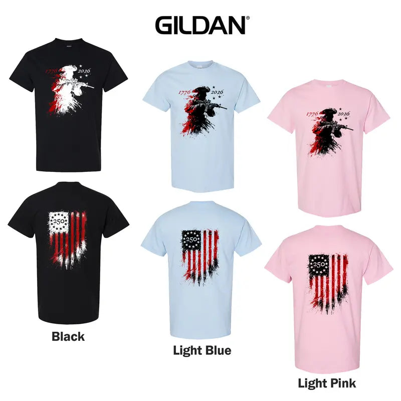 America 250th Anniversary T-Shirt 1776-2026, Men's Casual Patriotic Top with Revolutionary Soldier Graphic, Short Sleeve Soft Cotton Blend, Menswear, Shortsleeve