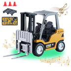 1/64 MINI RC Forklift Toy,Remote Control Engineering Truck with Lights & Sounds,2 in 1 Lift Fork & Hook Truck for Adults Boys Kids Age 6-8 8-12 Years Old.