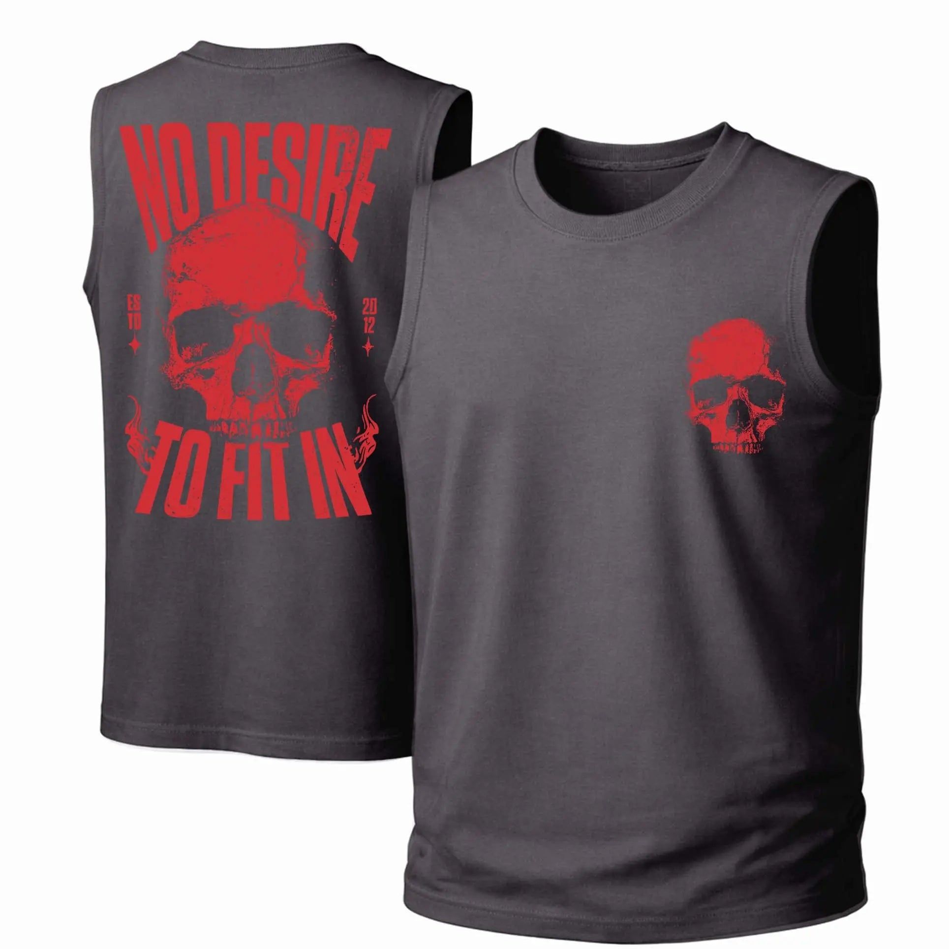 "No Desire to Fit In" Skull Print Tank | Unisex Cotton Vest