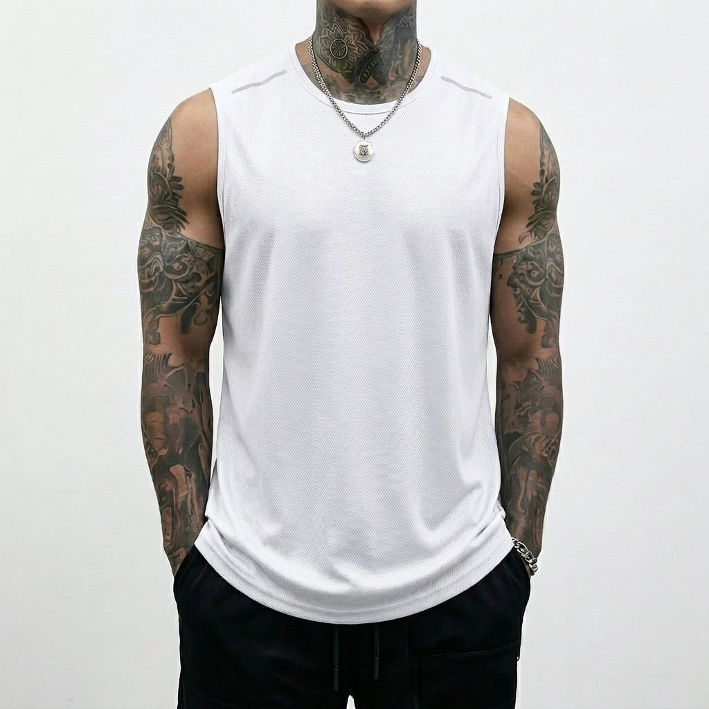 5PCS Men's Sleeveless Sports Tank Tops (Solid Color Gym Shirts)