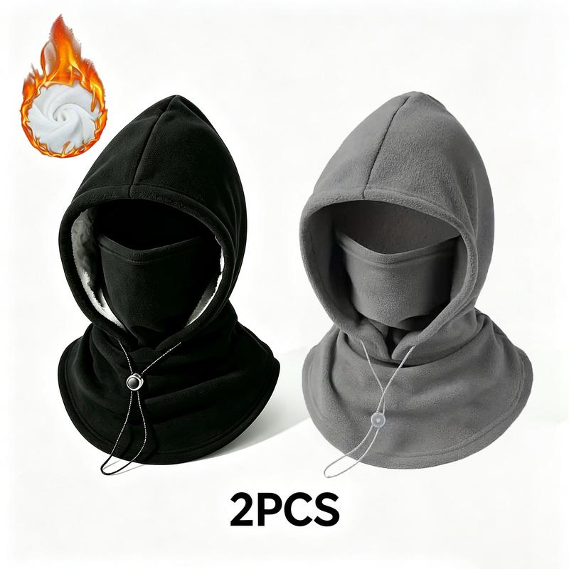 2-piece integrated flannel warm face mask and hat, windproof and warm for outdoor cycling, autumn and winter style, warm hat with neck visor.