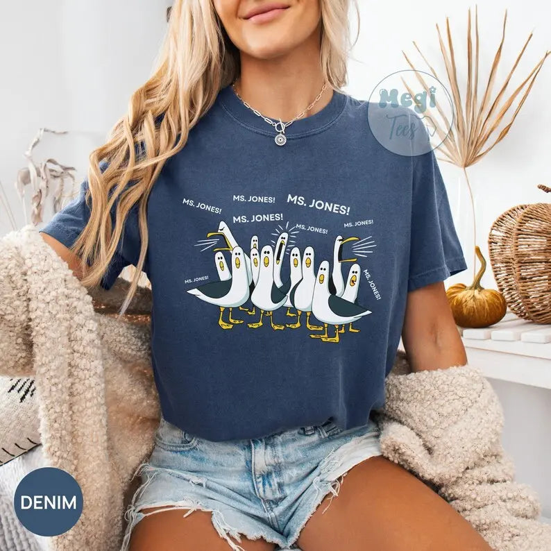 Comfort Colors Custom Seagull Teacher TShirt, Funny Teacher Tee, Personalized Appreciation Gift