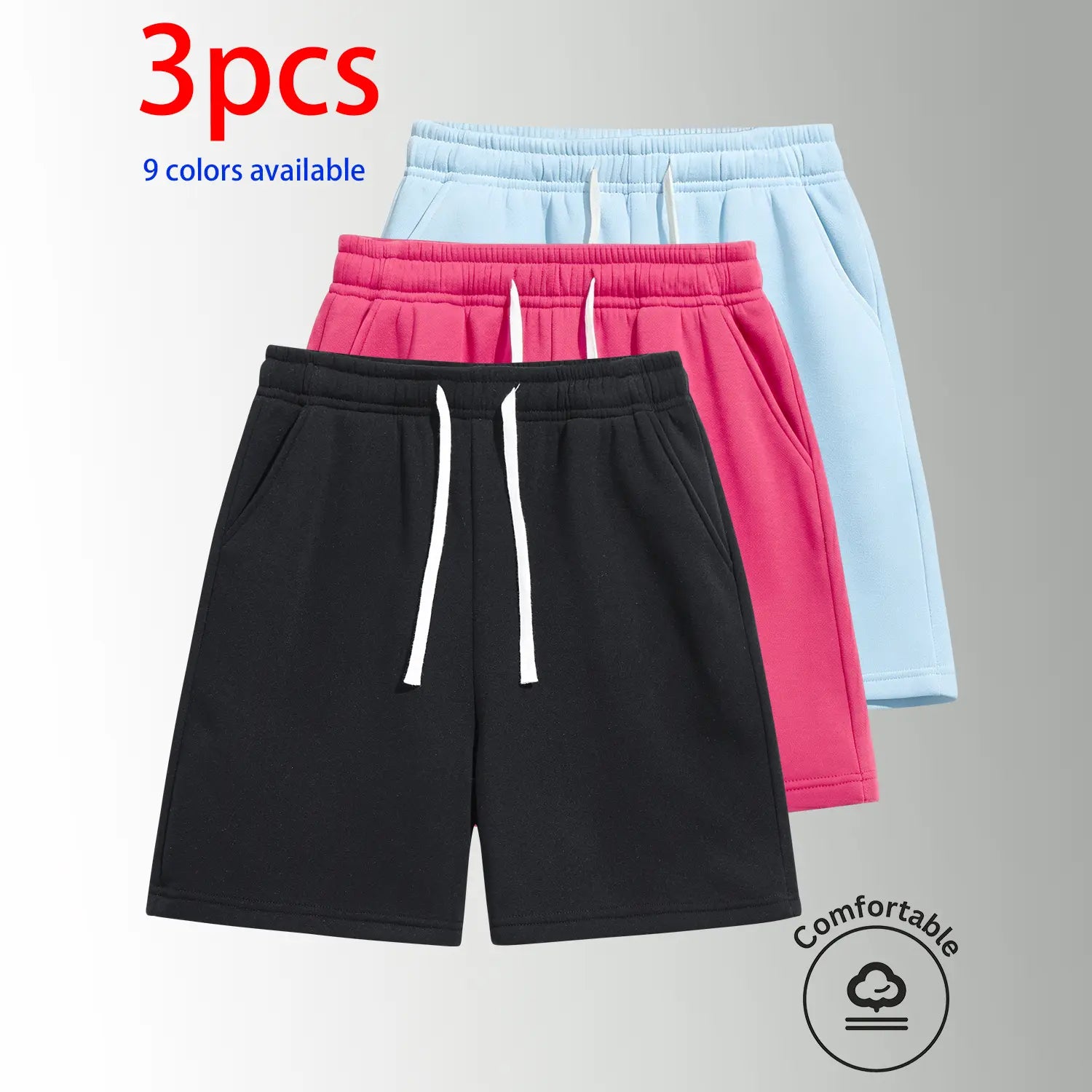 Unisex 3-Pack 5-Inch Drawstring Athletic Shorts: Breathable Running & Casual Shorts