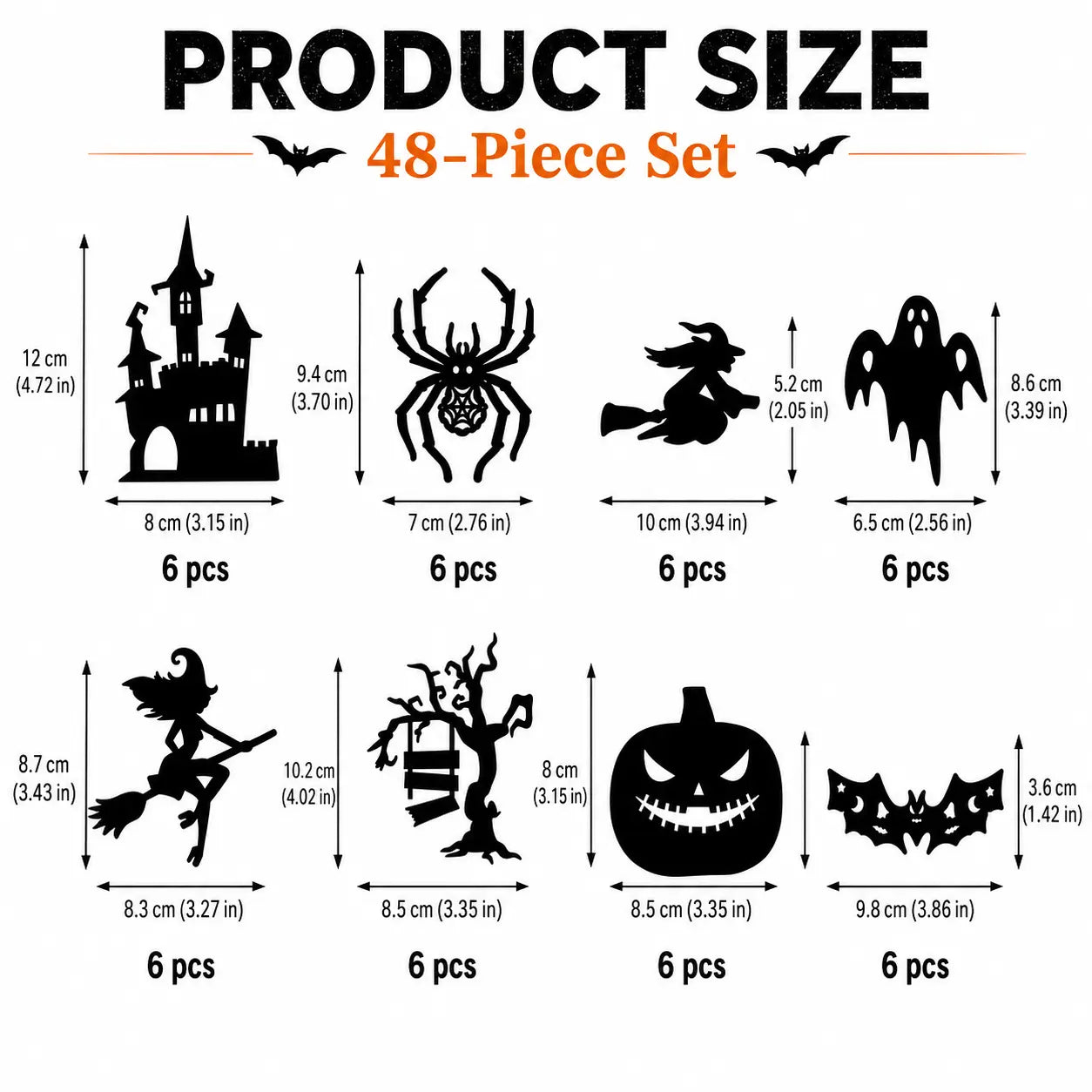 Halloween LED Silhouette Wall Light Stickers, Battery Powered Peel & Stick Decor Lights, No Drill PET Waterproof Wall Decor, Spooky Ghost Pumpkin Witch Bat Castle Spider Tree Ornaments for Home Window Door Party, 9/18/27 Pack Available