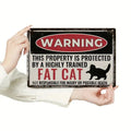 Vintage Fat Cat Warning Metal Tin Sign Wall Decor Accent
