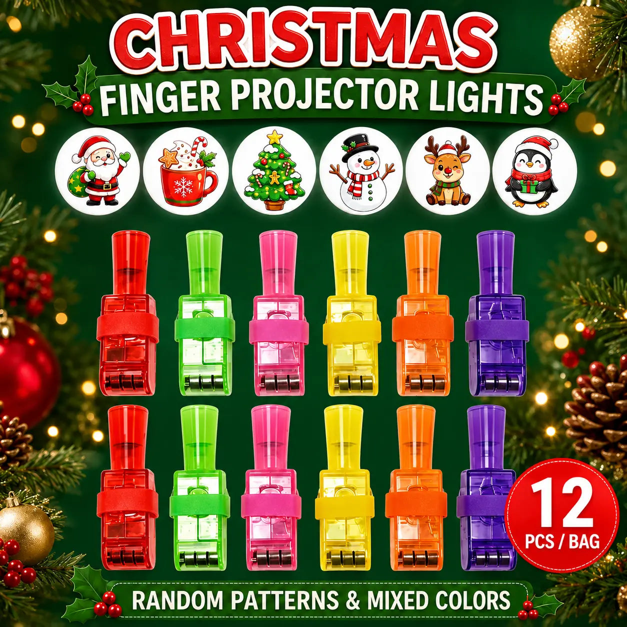 Halloween Finger Projector Rings, LED Light-Up Finger Toys, Random Pattern Assortment, Spooky Projection Party Favors for Kids, Trick-or-Treat Goodie Bag Fillers & Halloween Party Supplies