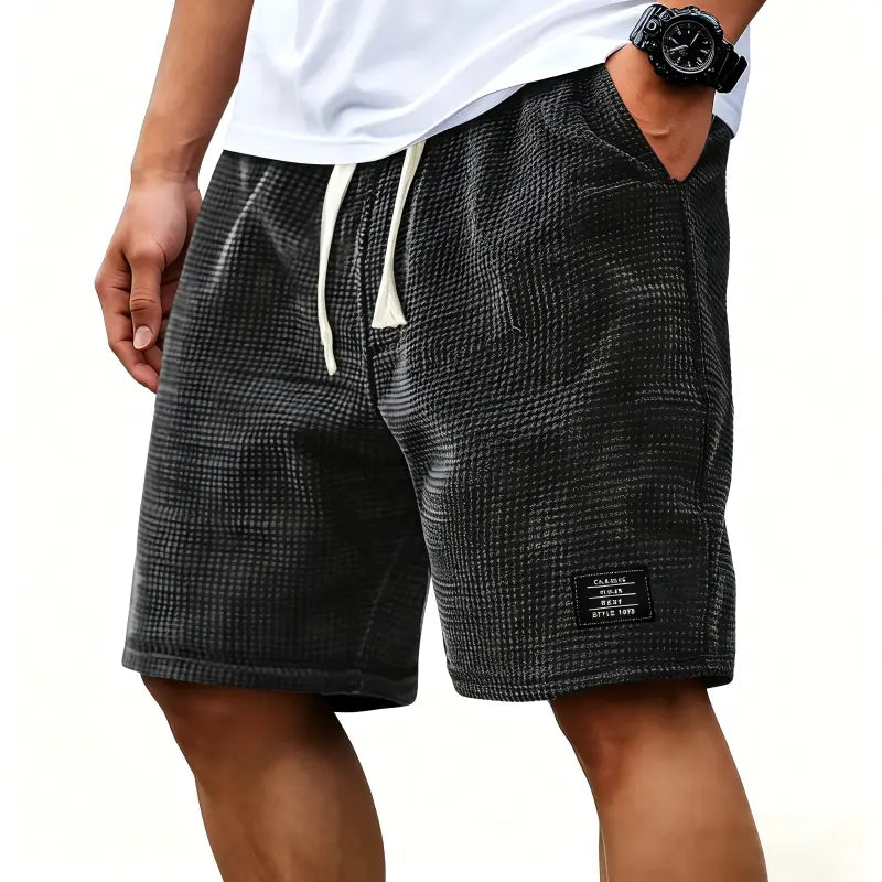 Men's 2-Pack Waffle Casual Shorts (Loose Fit, Solid Color)