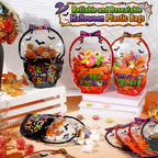 24/50 Pcs Halloween Goodie Bags Plastic Candy Bag Trick or Treat Bags with Cauldron Skeleton black Cat Skull Pumpkin Design,Treat Bags for Student Teacher Colleagues Neighbors,Classroom Snack Storage for Halloween Birthday Party Favor Supplies