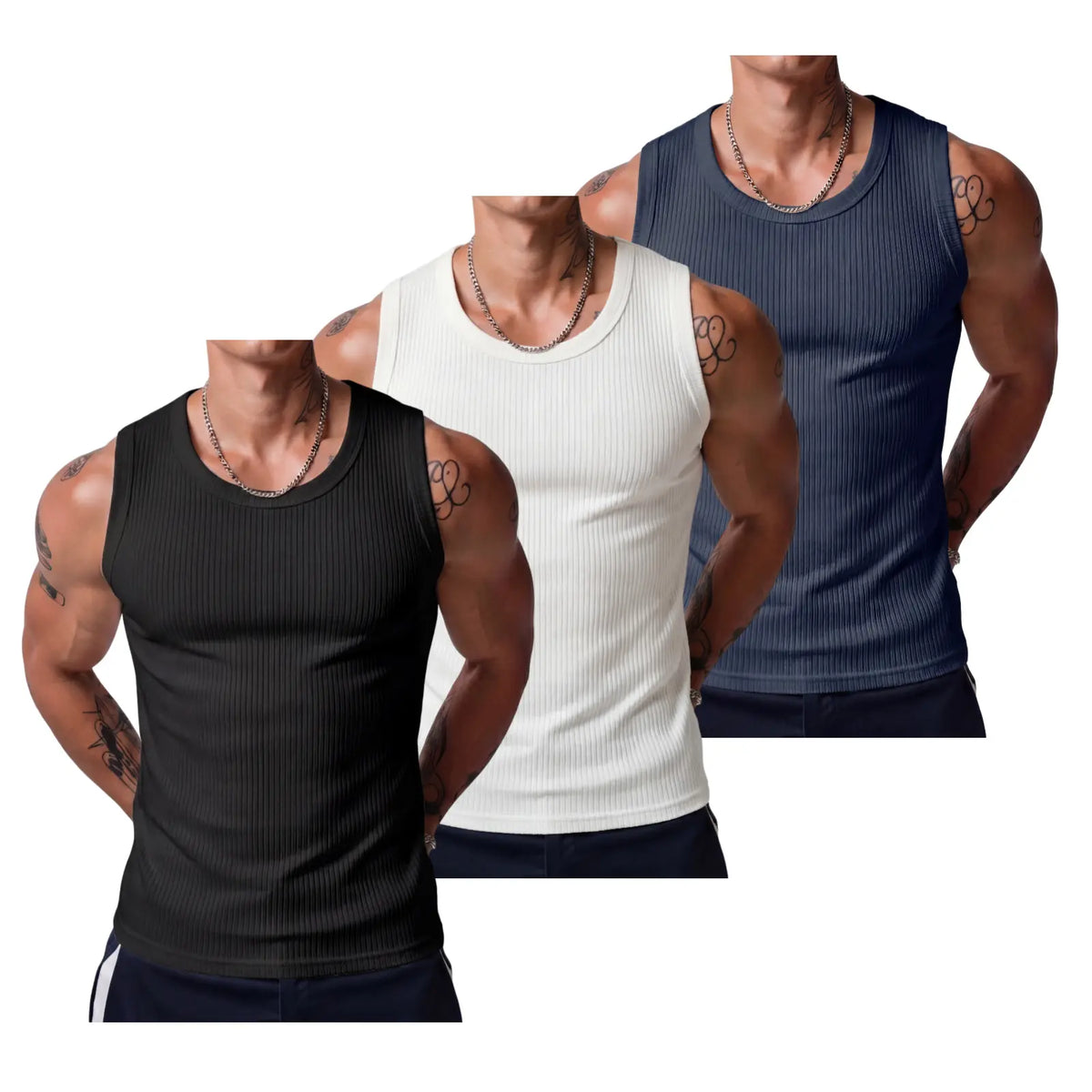 Men's Heavyweight High Stretch Breathable Wide Strap Ribbed Muscle Tank Top