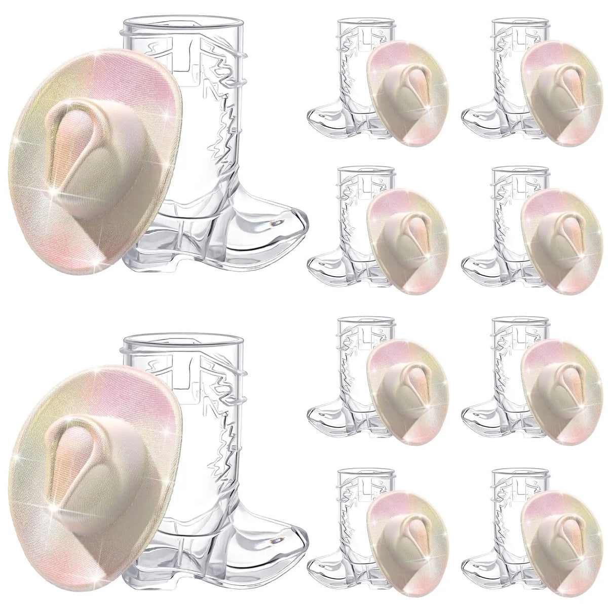 20/40 Pcs Mini Cowboy Boot Shaped Shot Glasses Reusable Cowgirl Hat Boot Cups Neon Drinkware Set Tiny Glitter Shots for Disco Cowgirl Birthday Bachelorette Party Graduation Season Rodeo Night Pink Hen’s Favors Mexican Party Centerpieces