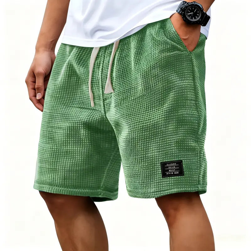 Men's 2-Pack Waffle Casual Shorts (Loose Fit, Solid Color)