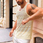 Runcati Mens See Through Vest Crewneck Sleeveless Tank Tops Muscle Sexy Mesh Shirts