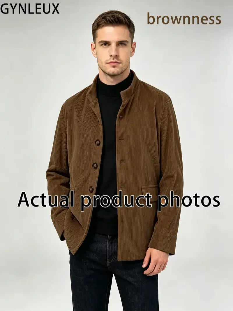 Mens Solid Color Stand Collar Buttons Pockets Jacket Cardigan Suit For Spring Autumn Daily Business Casual Commute Outdoor Dating Travel Everyday Male Fashion Suit Jacket Outfit Formal Menswear Loose Overall Stylish