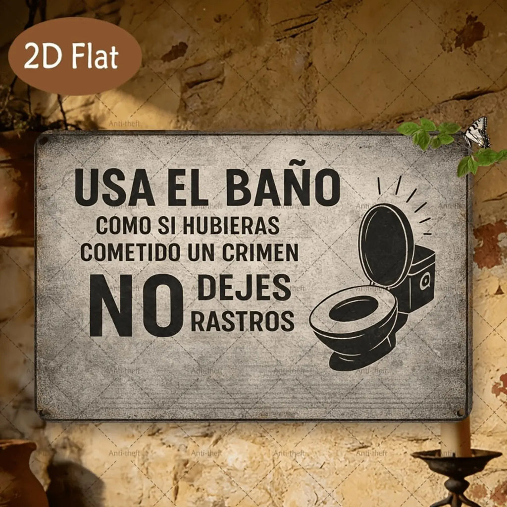 Funny Spanish Slogan Metal Bathroom Sign (7.87x11.81 Inch Vintage Toilet Decor)