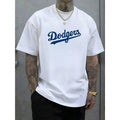 Men's Athletic Graphic Loose-Fit Short-Sleeve Round Neck T-Shirt - Blue Baseball-Style Sports Top, Soft Breathable Streetwear, Suited for Casual Summer, Vintage-Inspired Looks, Shortsleeve, Tshirt