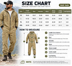 Men’s Hooded Cargo Jumpsuit for Men, Multi-Pocket Zip Front Workwear Coveralls, Relaxed Fit Long Sleeve Utility One Piece Outfit, Outdoor Work Hiking Camping Travel Streetwear Casual Overall with Elastic Cuffs and Drawstring Hood