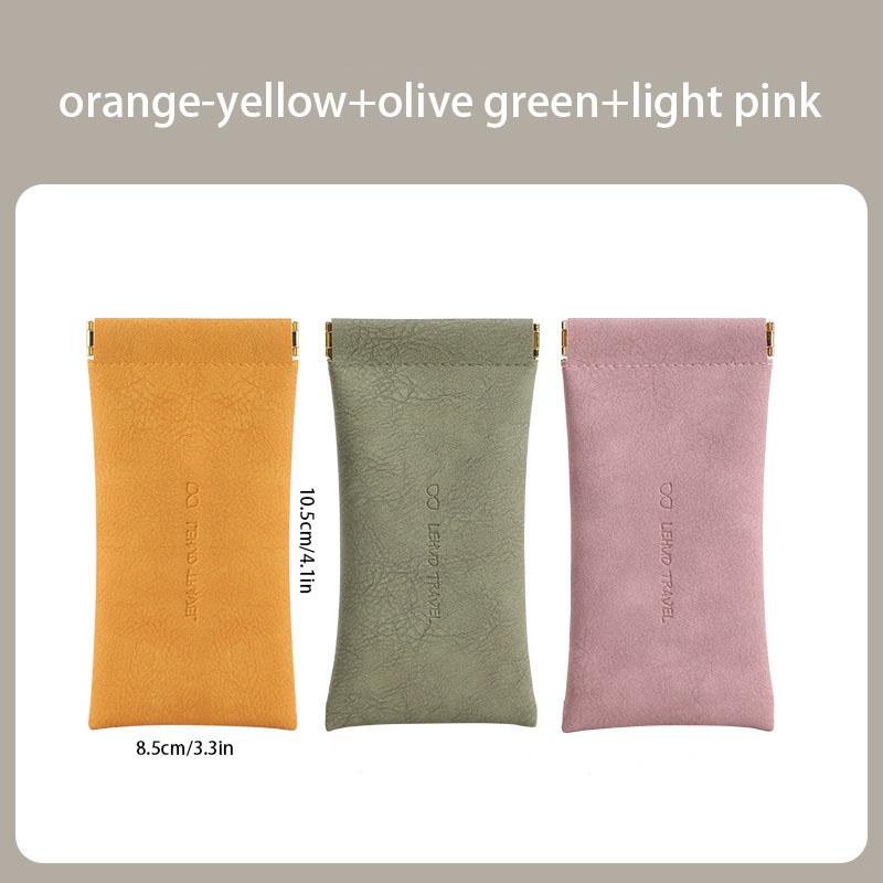 Leather Eyeglasses Cases PU Soft Sunglasses Pouch Squeeze Top Portable Glasses Cases for Men Women
