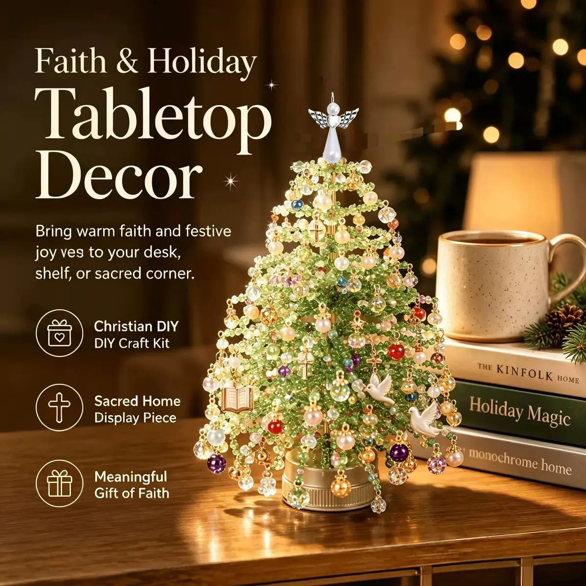 DIY Mini Crystal Bead Christmas Tree Tabletop Craft Kit