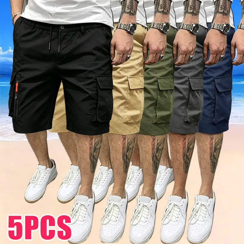 Men's 5-Pack Casual Cargo Shorts with Pockets