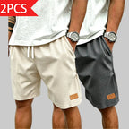 Men's Casual Waffle Shorts, Loose Straight Cut Athletic Style with Drawstring, Breathable Menswear for Summer, Stylish, Mens Clothing, Active, Enhance Your Wardrobe