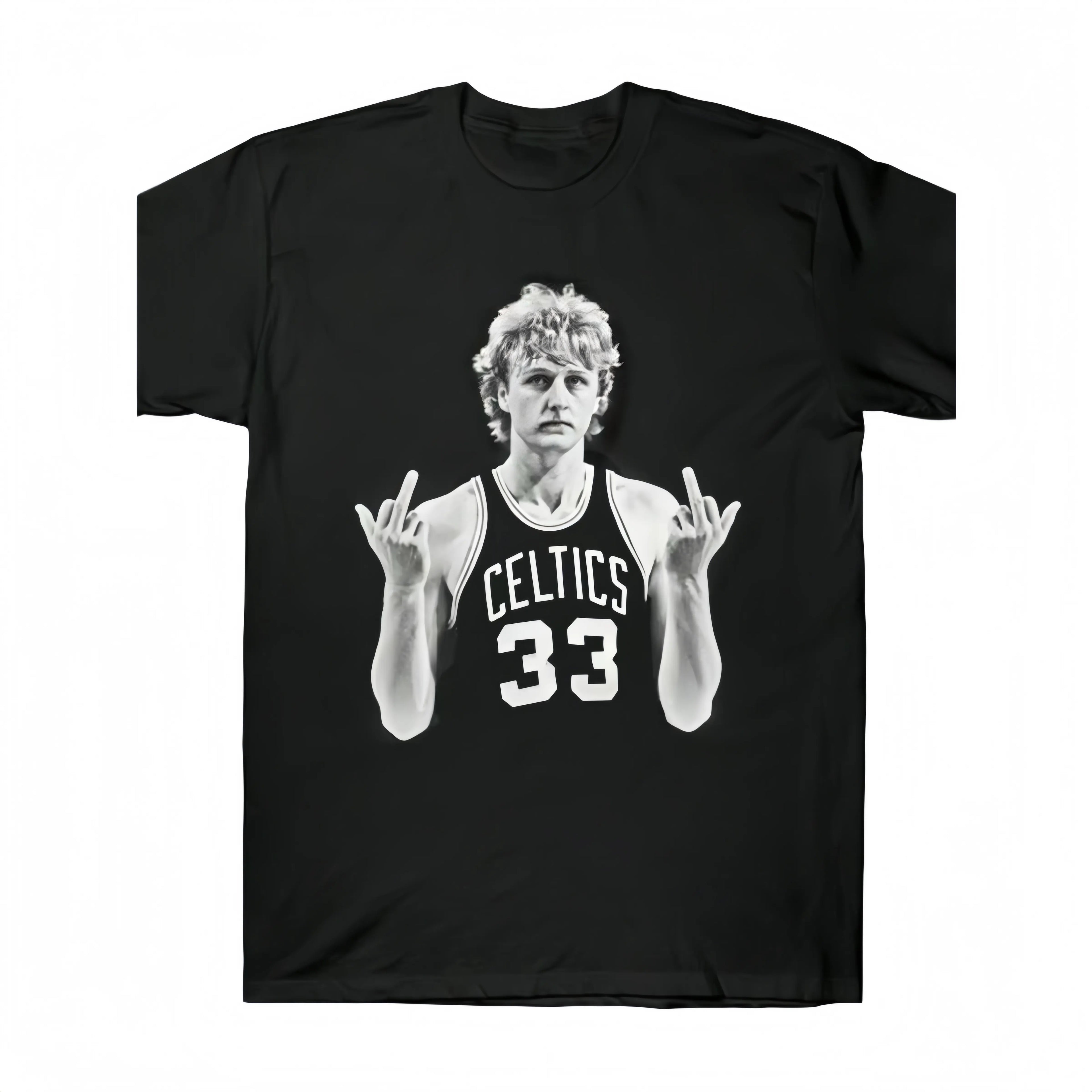 Larry Bird Retro 90s T-Shirt Black Shirt Men's Shirts Vintage Men's Clothing Streetwear Casual Crewneck Top