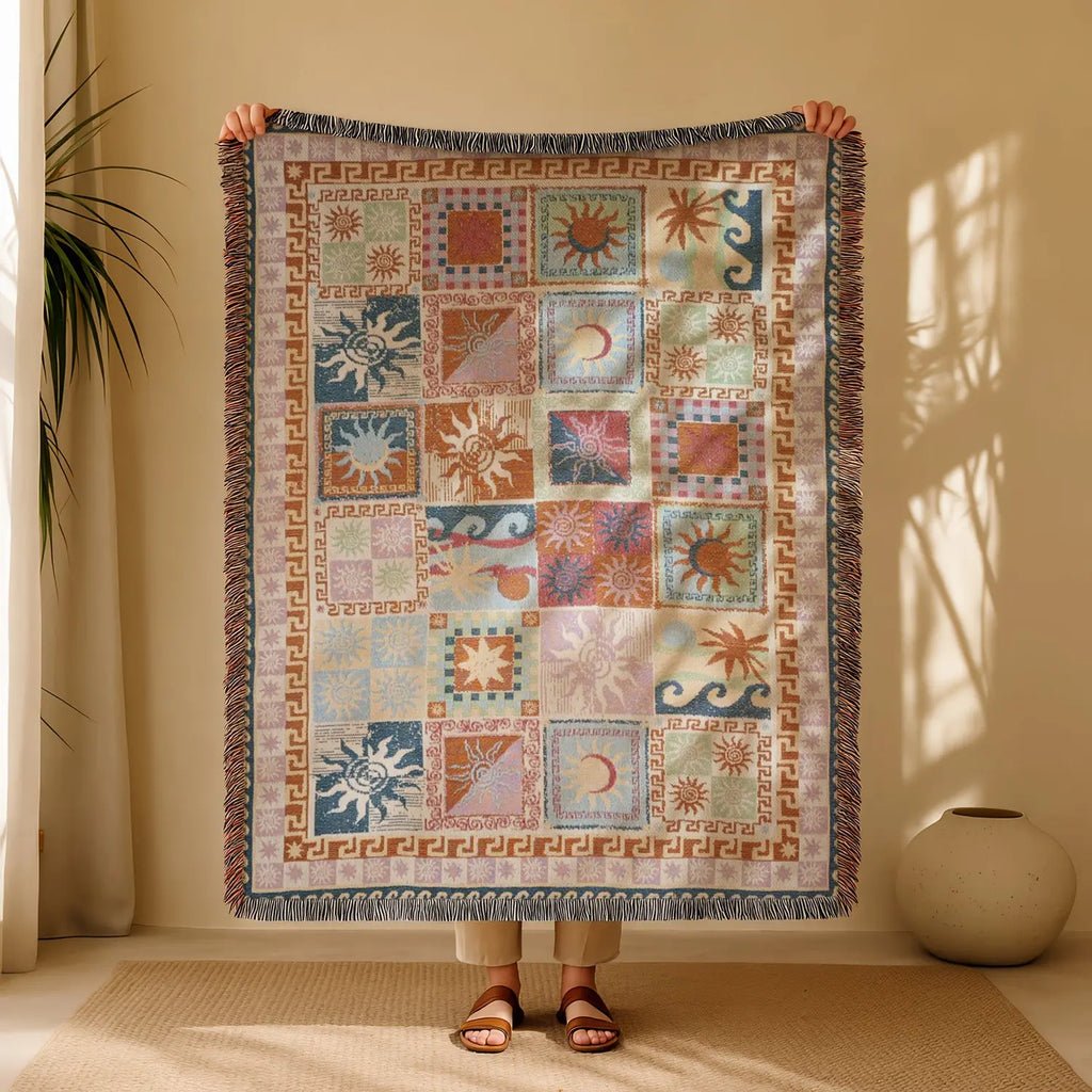 Multi-Function Geometric Tassel Throw Blanket & Sofa Cover