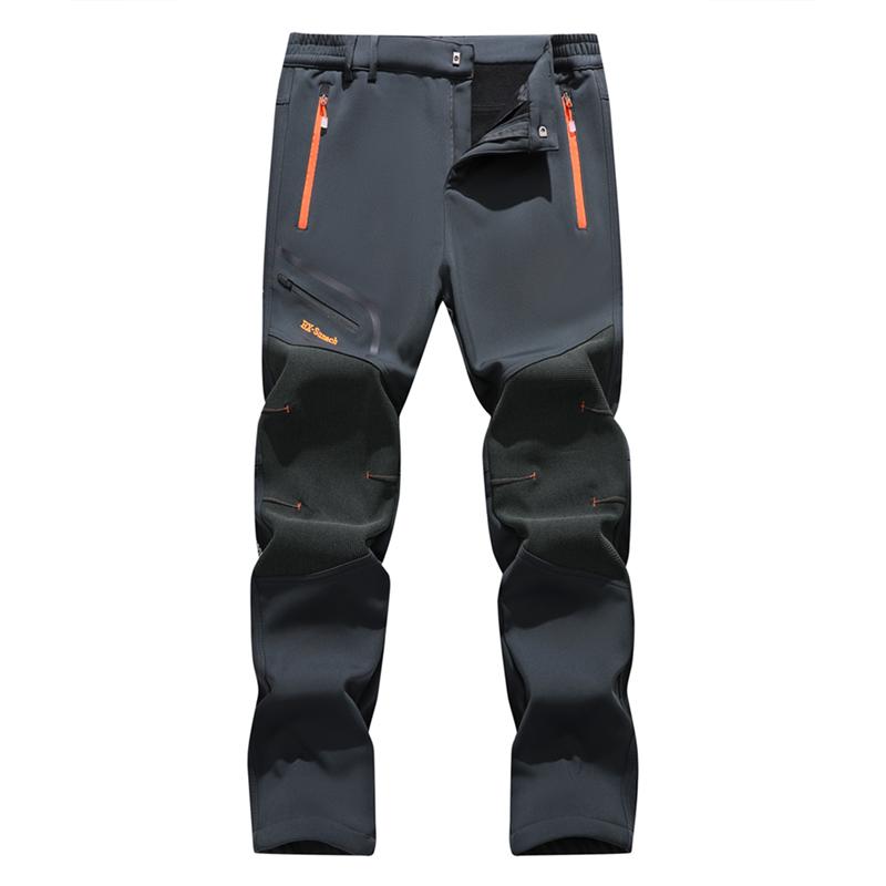Men's Plain Polyester Fleece Insulated Thermal Pants - Heavy-Duty Waterproof Softshell, Below-the-Ankle, Heat-Reflective, Zip Pockets, Cold Weather Male Clothing Clothes Products for Hiking, Adventure